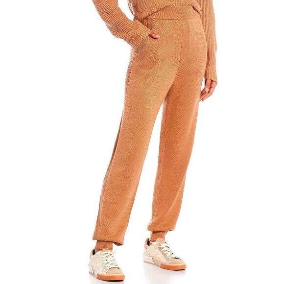 Every Medium Brown Elastic Waist Pull-On High Rise Sweater Joggers Pockets NWT - Picture 1 of 12